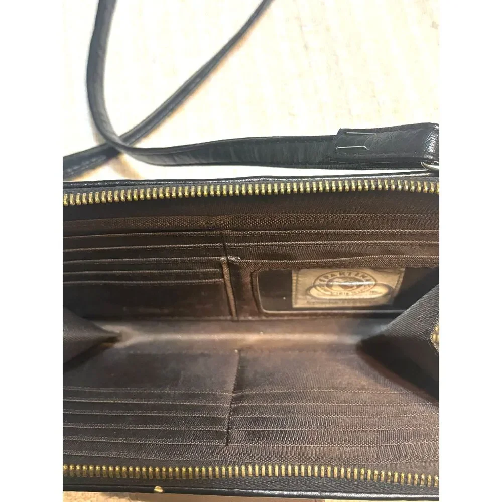 Spartina 449 Black Brown Woven Wallet Clutch Phone Purse Organizer Bag